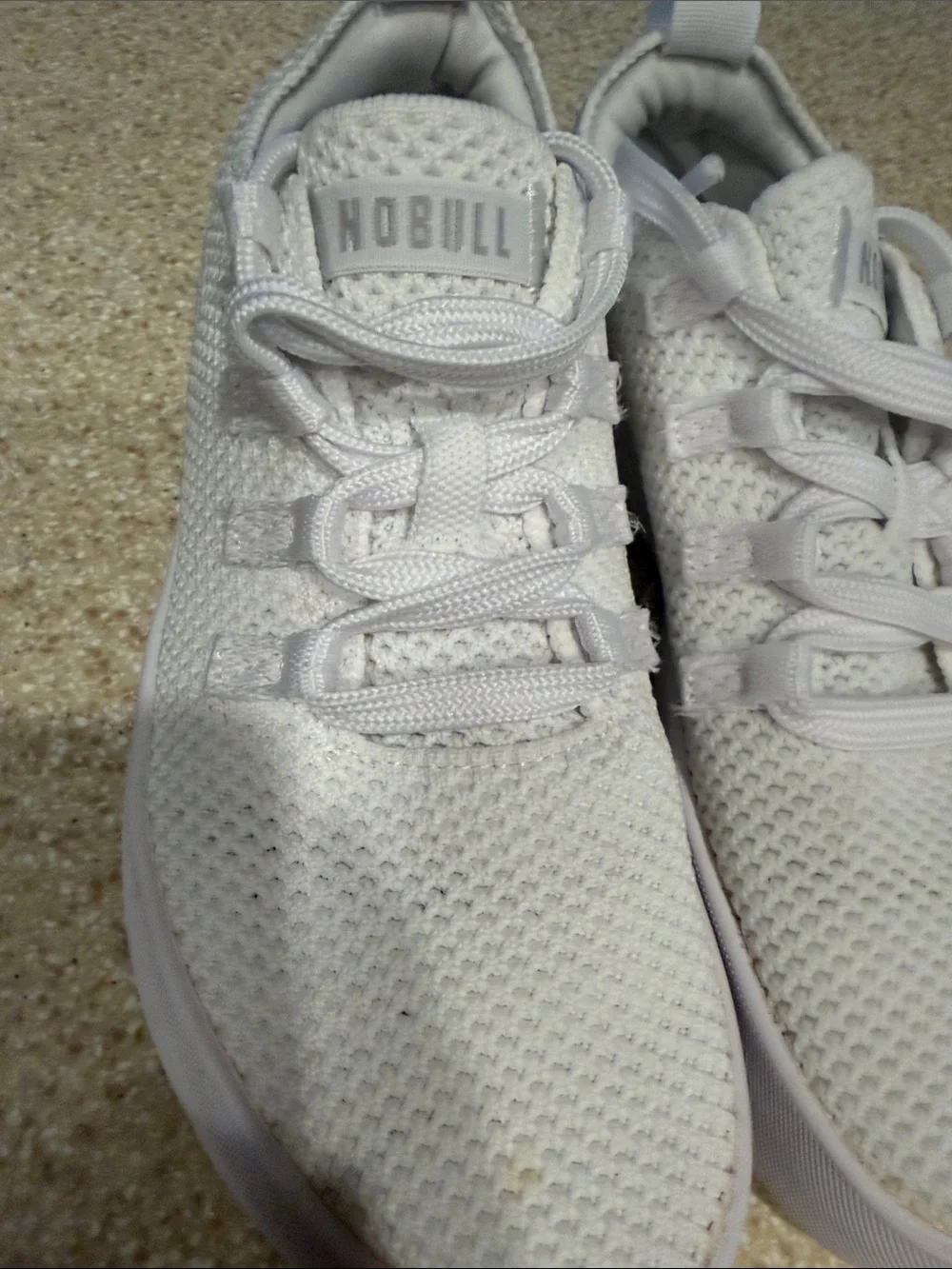 NOBULL White Knit Lace-Up Trainers